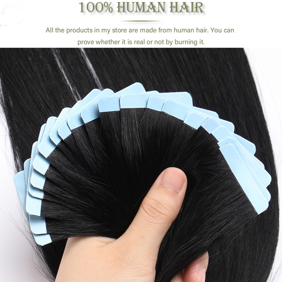 Tape In Human Hair Natural Color 20pcs KinKy Straight Body Wave Deep wave ST