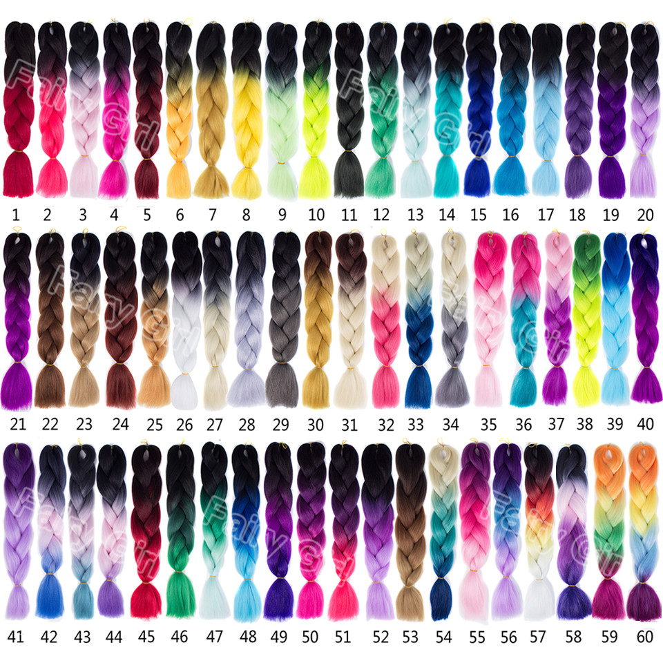 1pack 24” Crochet Hair Braiding Synthetic Hair Extensions 100g/pack 60 colors