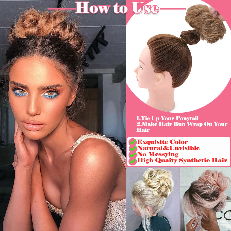 Hair Bun Messy Hair Piece Scrunchie Updo Curly Fake Hair Extension Real As Human