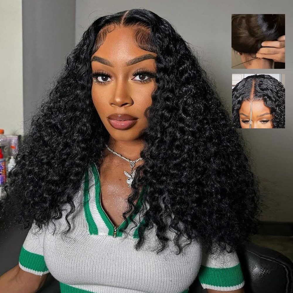 26″ 7×6 Curly Glueless Wig Human Hair, Pre-Plucked, 250% Density, HD Lace, Natur