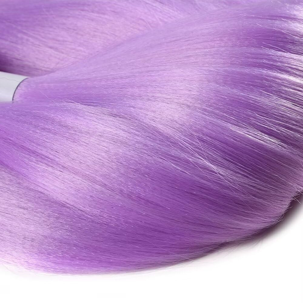 Purple Braiding Hair 24Inch 3 Packs Braiding Hair Pre Stretched Colored Hair Ext
