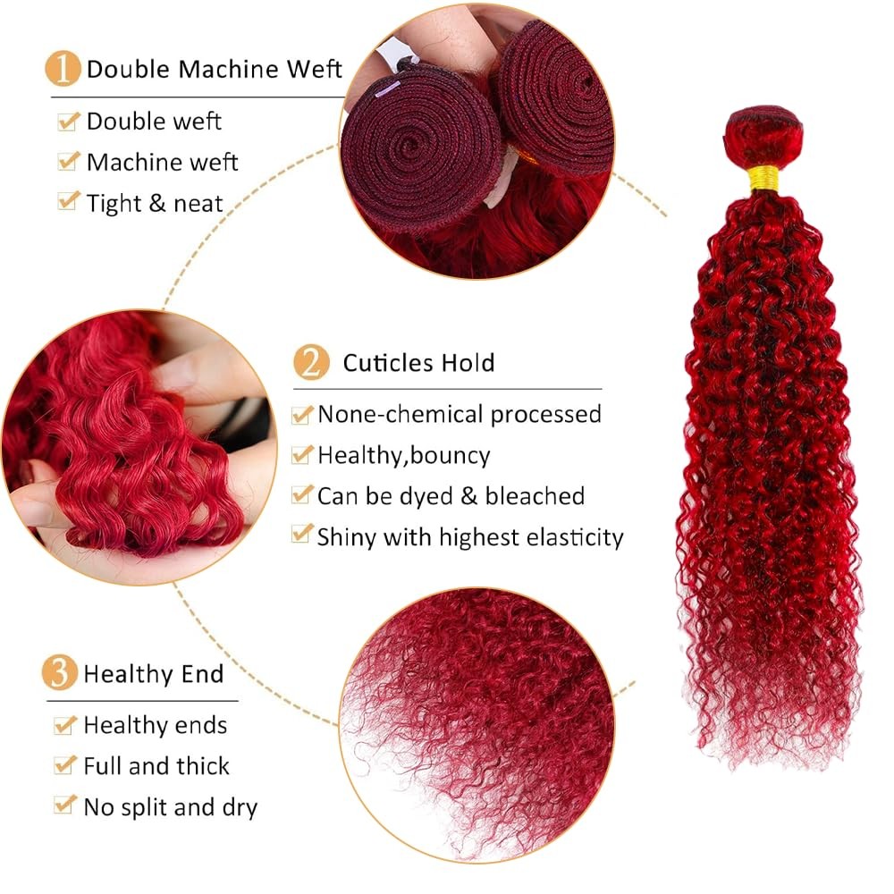 Gveoxvo Burgundy Bundles Human Hair Red Bundles 24 26 28 Inch Unprocessed