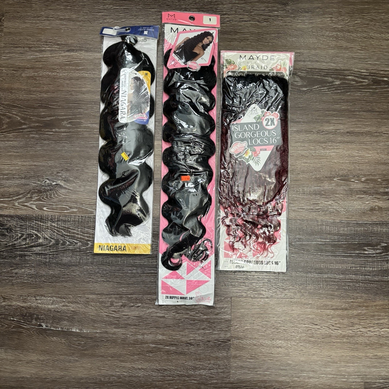 Lot of 3 Synthetic Hair Extensions – Mayde Braid & Niagara Crochet Styles – New