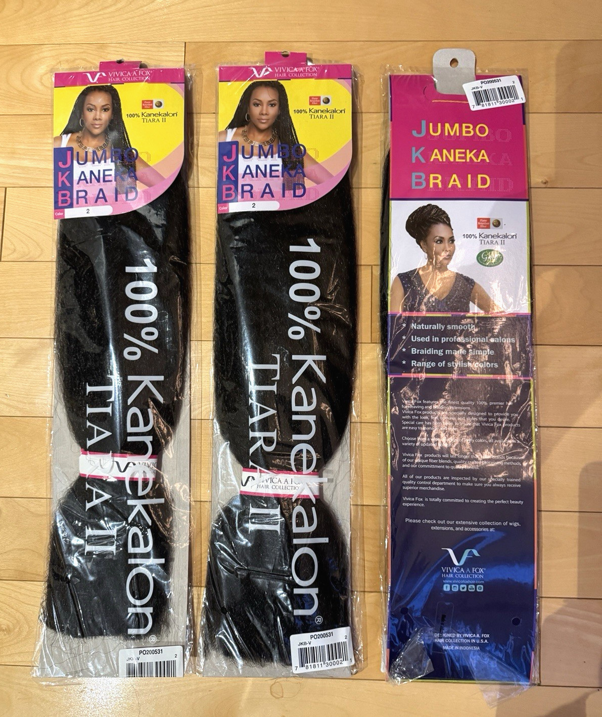 3 packs – Vivica Fox JKB-V Jumbo Kanekalon Braiding Hair COLOR 2 DARK BROWN