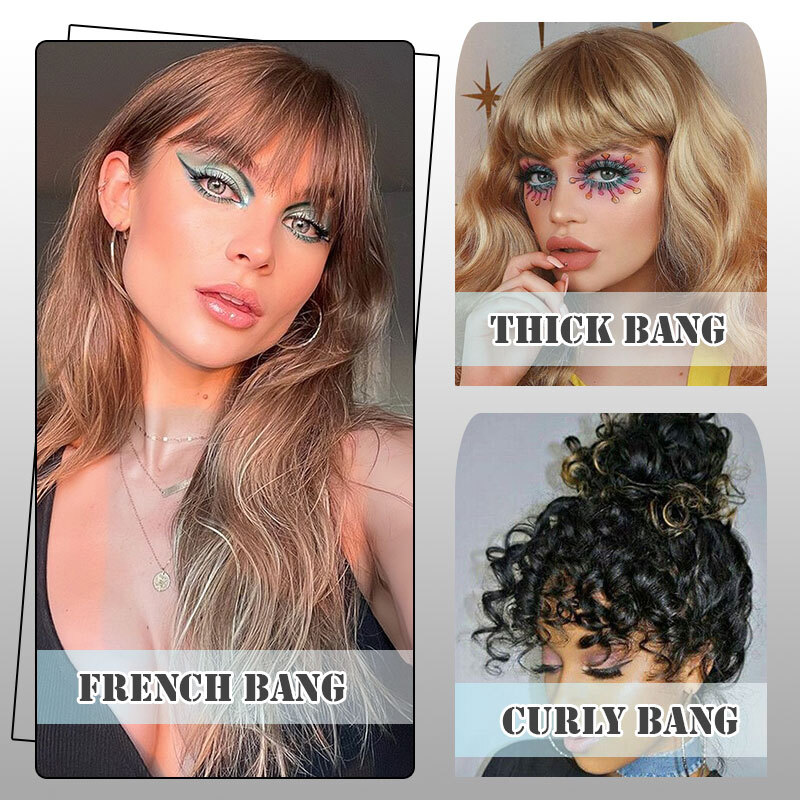 US Neat Fringe Bangs Hairpiece Clip in Short Real Natural False Hair Extensions