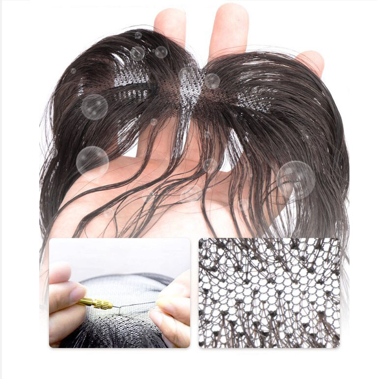 Thin Neat 100% Human Hair Forehead Hairline Wavy Bangs Hairpiece For Women