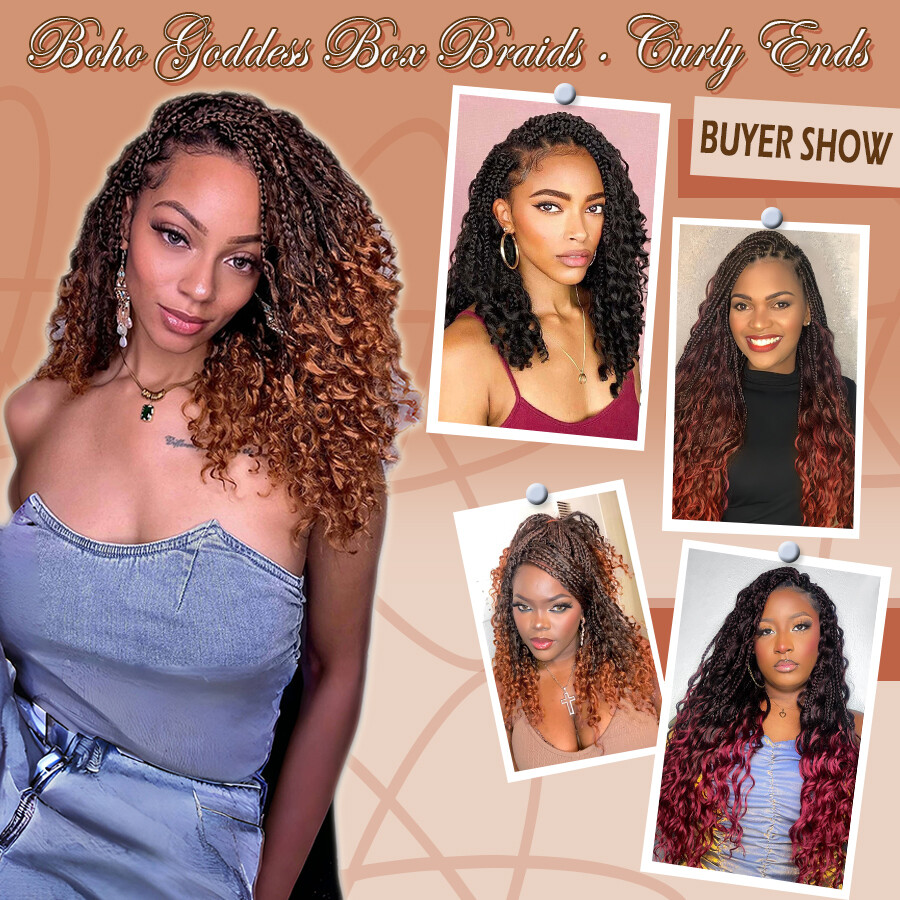 Goddess Bohemian Box Braids Boho Curly Crochet Hair Braiding Hair Extension US