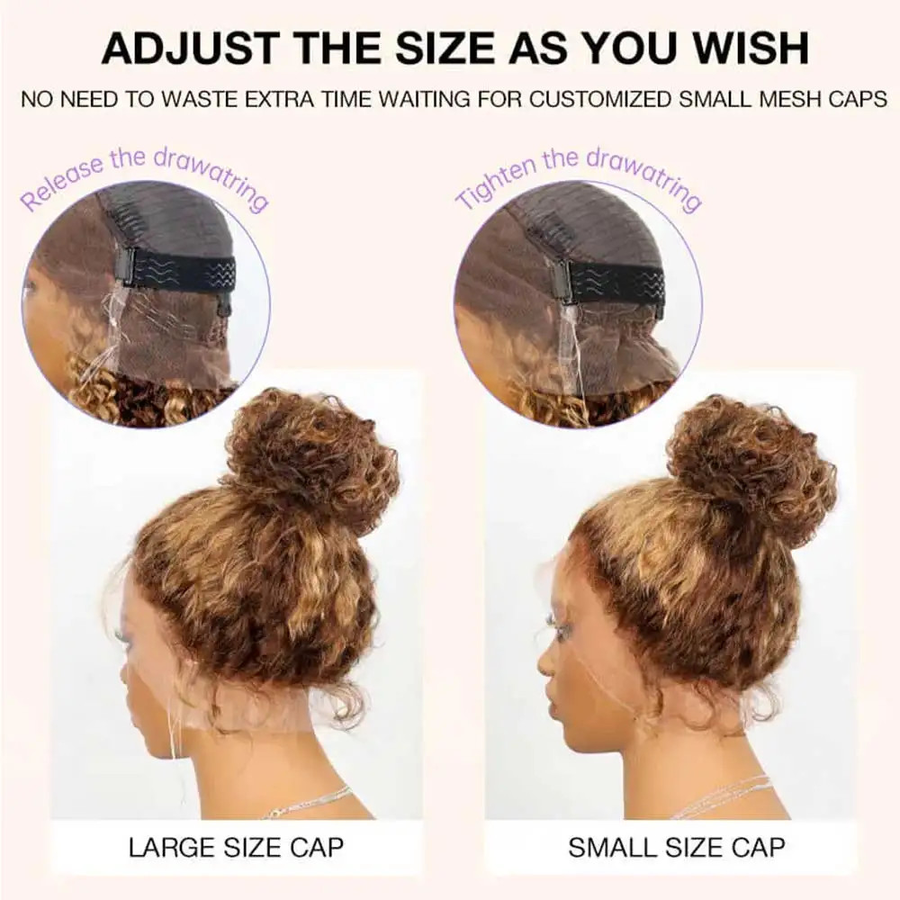Invisible Strap Highlight Blonde 360 Full Hd Lace Front Wig Glueless Wig Curly