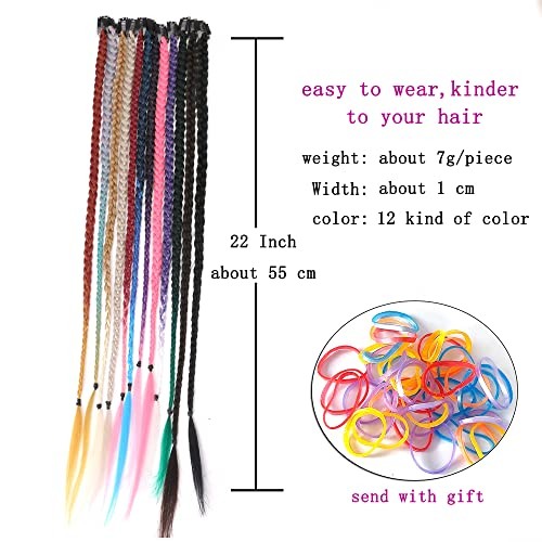 Braid Hair Extensions, 5 PCS Baby Braids Front Side Bangs Clip in Natural Black