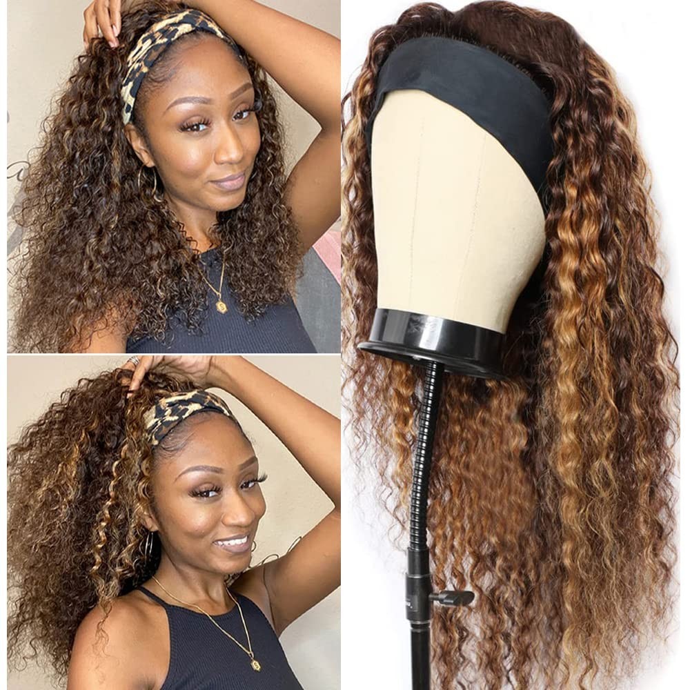 Stylish 22 Inch Ombre Human Hair Headband Wig – Deep Wave & Easy Snap On Design