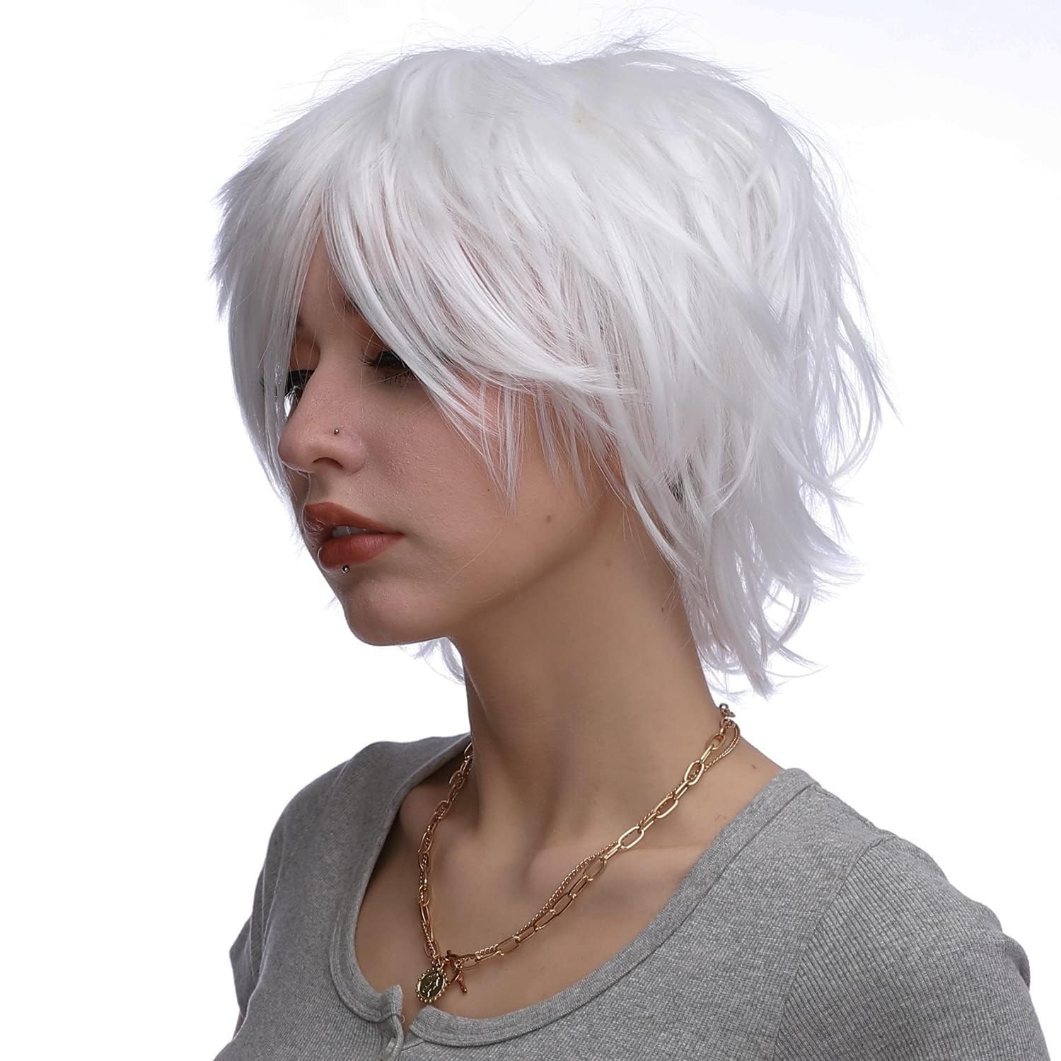 Short Synthetic Straight Wigs, Unisex Cosplay Fashion Fluffy Wigs for Men & W…