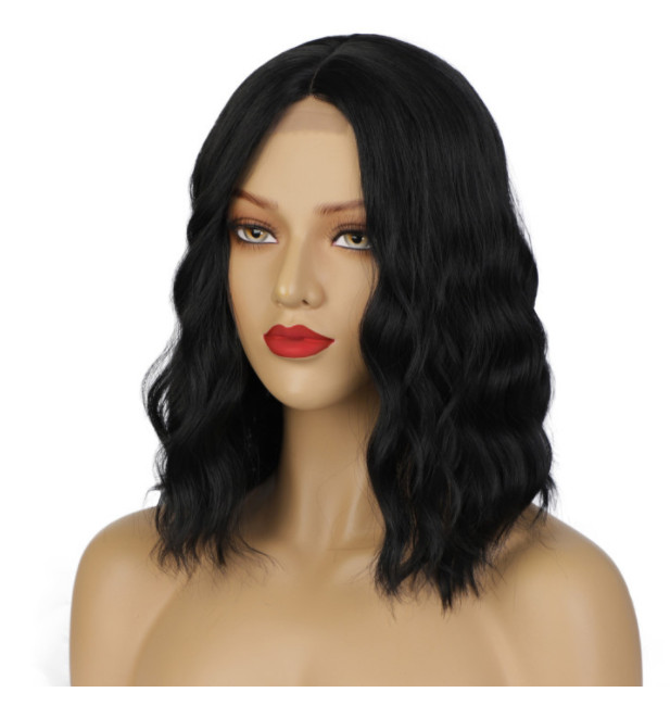 Chemical fiber wig wig Women’s short curly head cover front lace wig hair cover