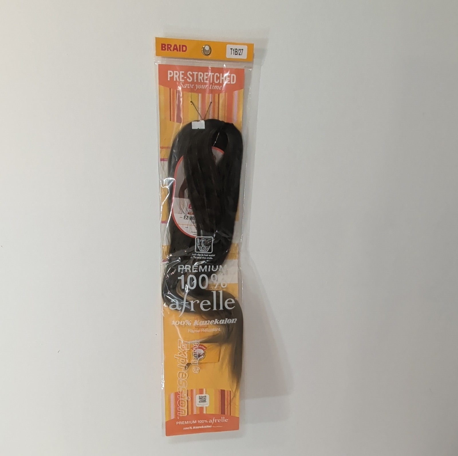 afrelle 100% Kanekalon Pre-Stretched Flame Retardant Braid Hair Extension T1B/27