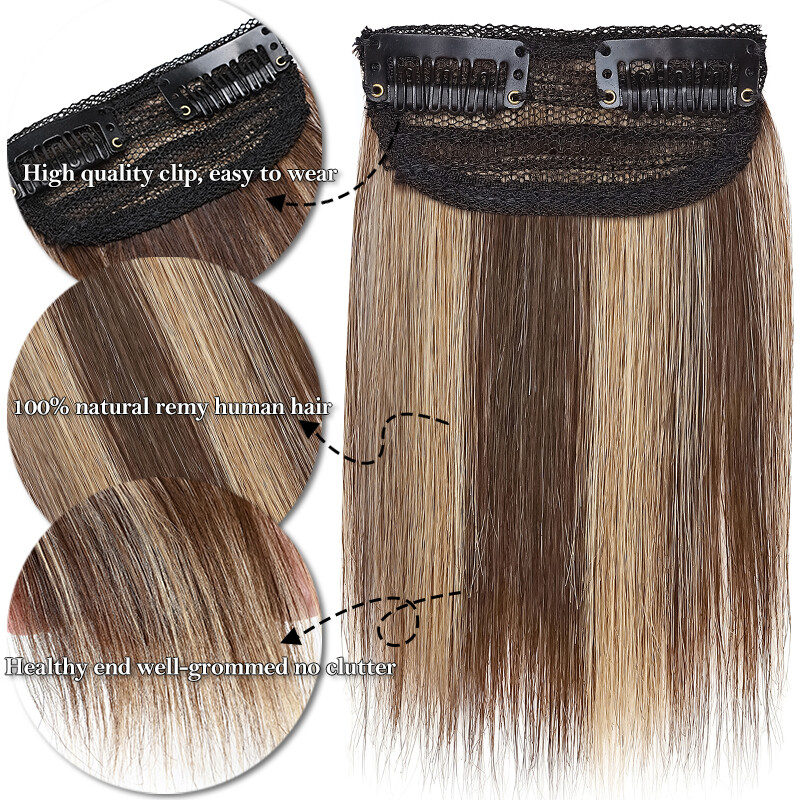 US Short Hair Pad Clip In Top/Side Real Remy Human Hair Extensions One Piece