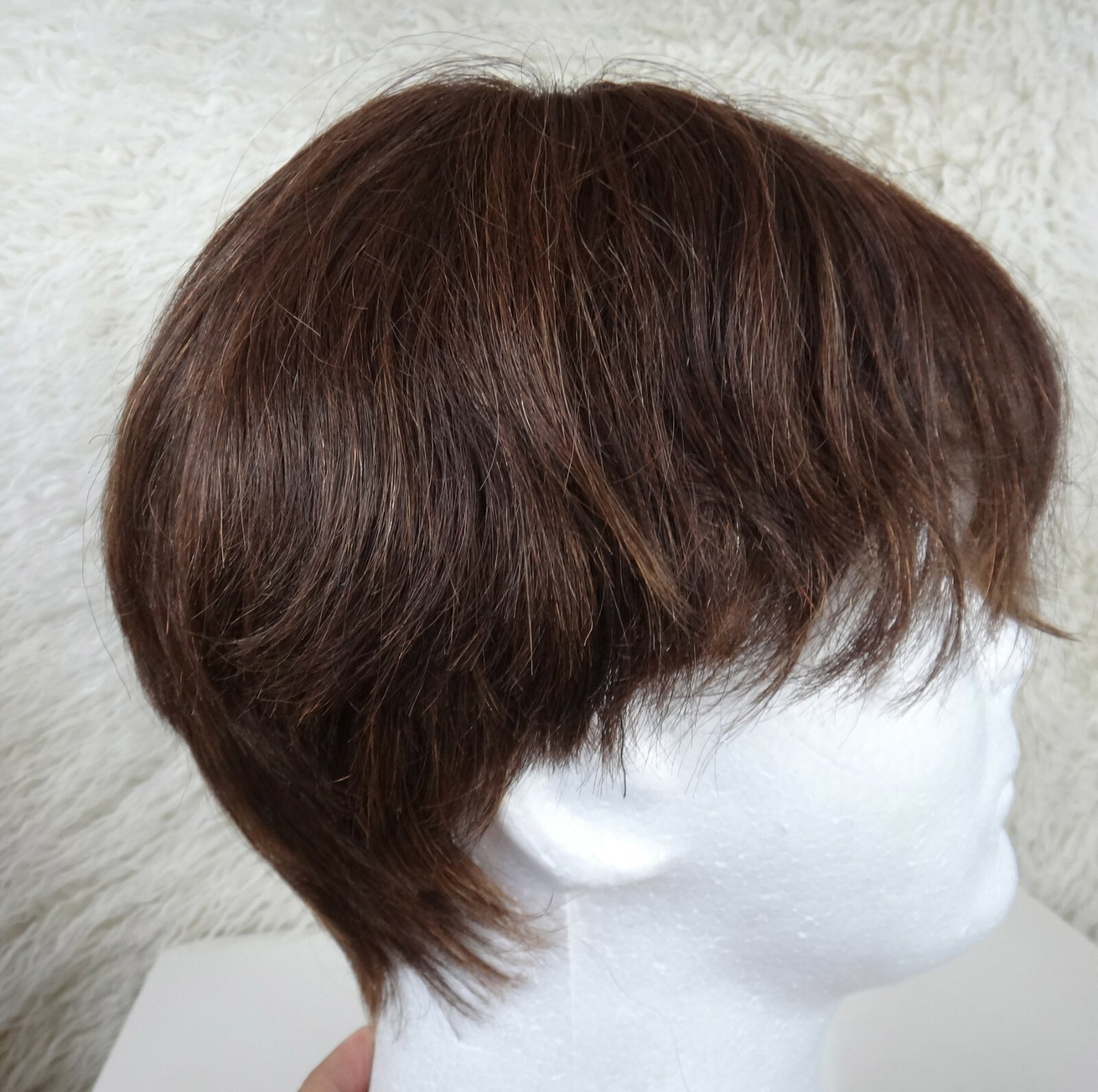 100% HUMAN Hair full wig Asymmetrical short karen bob dark brown Bobbi Boss new