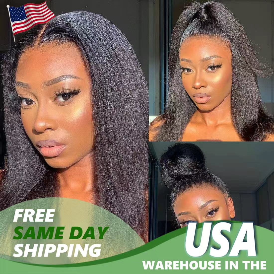 13×4 Natural Color Kinky Straigh 200% Density Transparent Lace Human Hair