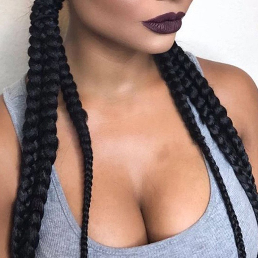 Black Braided Ponytail Extension Wig Easy to Wear for Wedding Concert and Dating