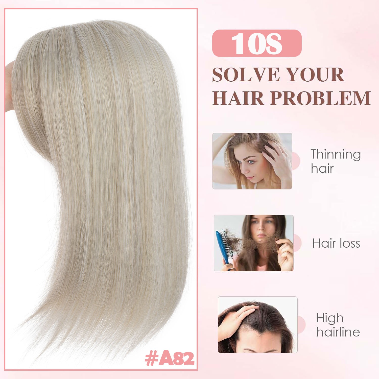USA 6*6in Hair Topper Clip In Hair Extension with Bangs Lace Toupee Natural Hair