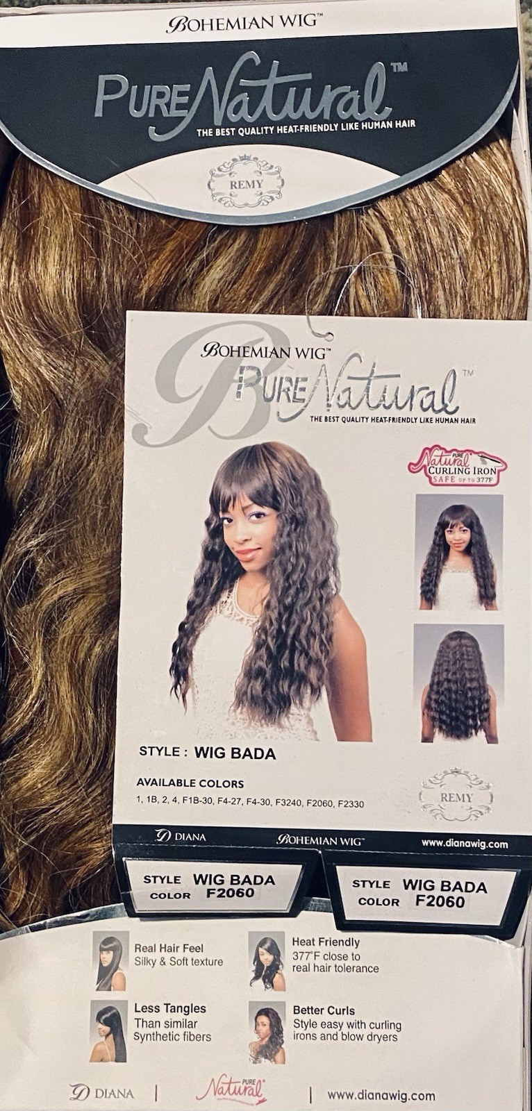 DIANA BOHEMIAN WIG BADA F2060 Color Pure Natural Like Human Hair NEW