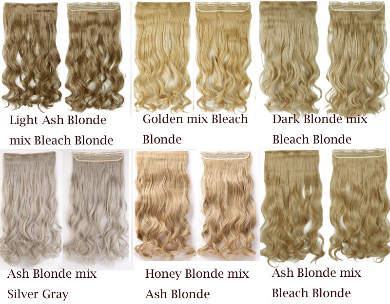 One Piece V-shape Wavy Curly Clip in Hair Extensions 5Clips Hairpiece Full Head