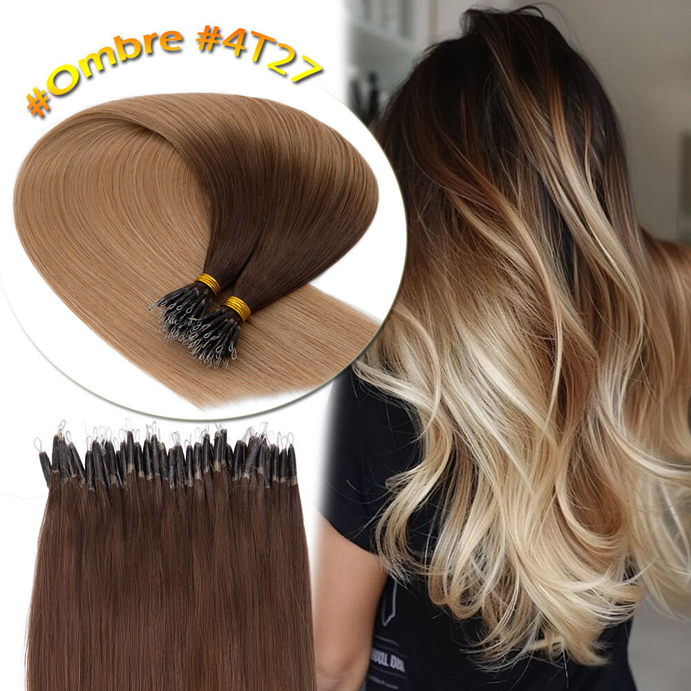 Russian 150g Nano Ring Tip Hair Extensions Real Remy Human Hair Micro Beads #2T6