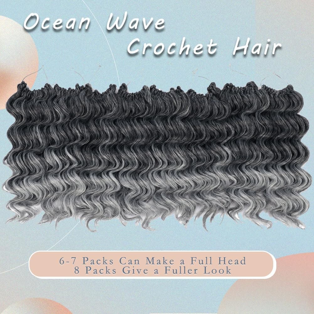 LOSMOEER 8 Inch Deep Ocean GOGO Curl Crochet Hair for Black Women, Water Wave Sy