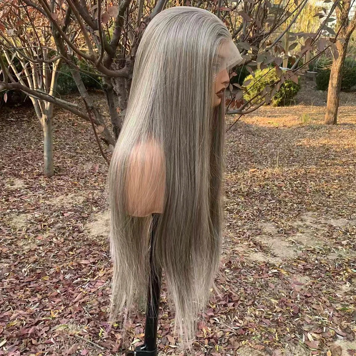 Frontal Lace Wigs Heat Resistant Hair Long Straight Brown mix Blonde
