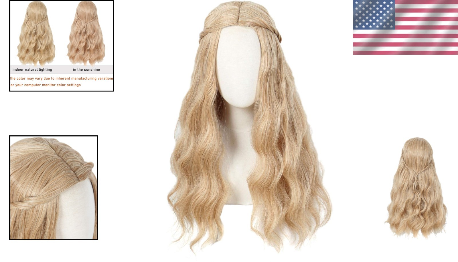 Elegant Long Blonde Wavy Wig with Adjustable Straps – Women’s Costume Essential