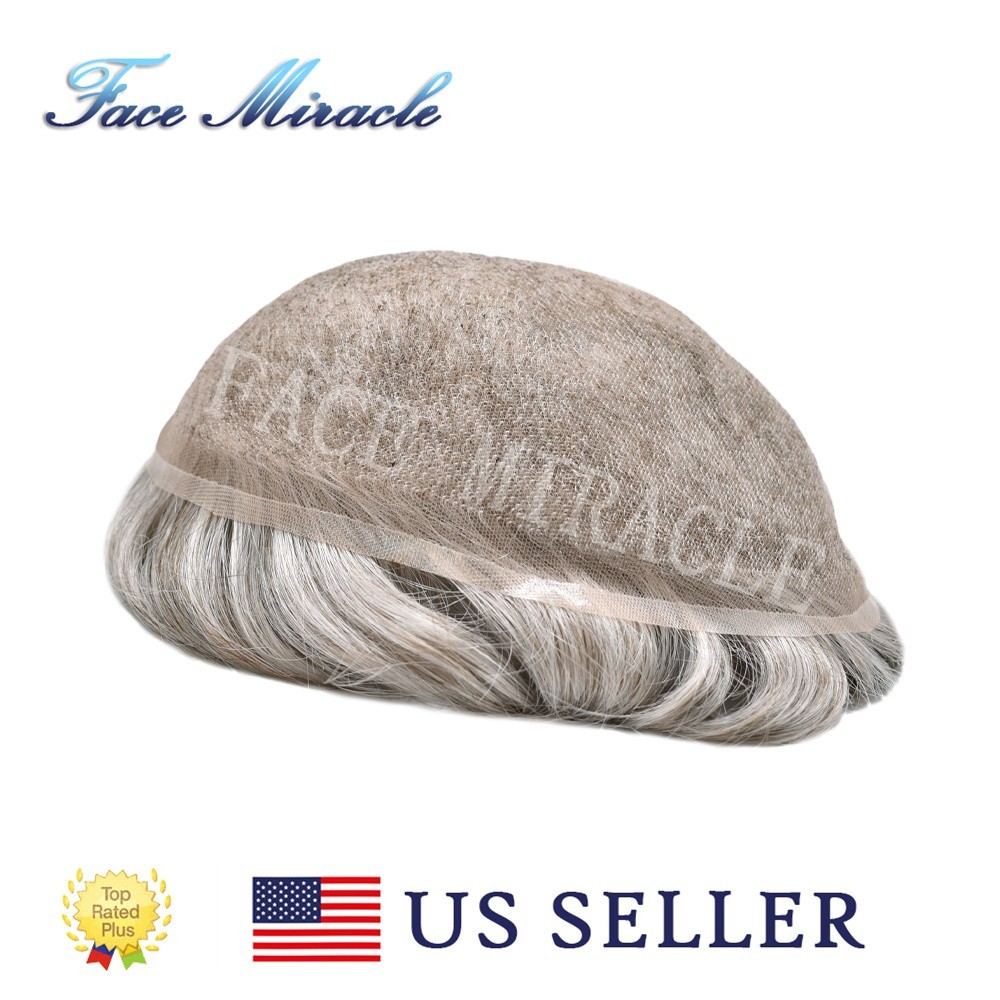 Mens Toupee Human Hairpiece Full French Lace Toupee for Men Hair Replacement Wig