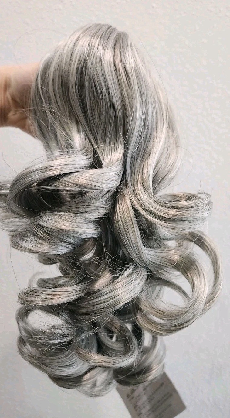 Curly Synthetic Hair PONYTAIL CLAW CLIP Dawn #51 Gray