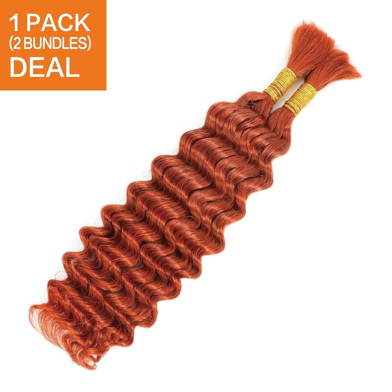 Xddnamei Ginger Orange 350 Deep Water Wave Bulk Human Braiding Hair 2 Bundles