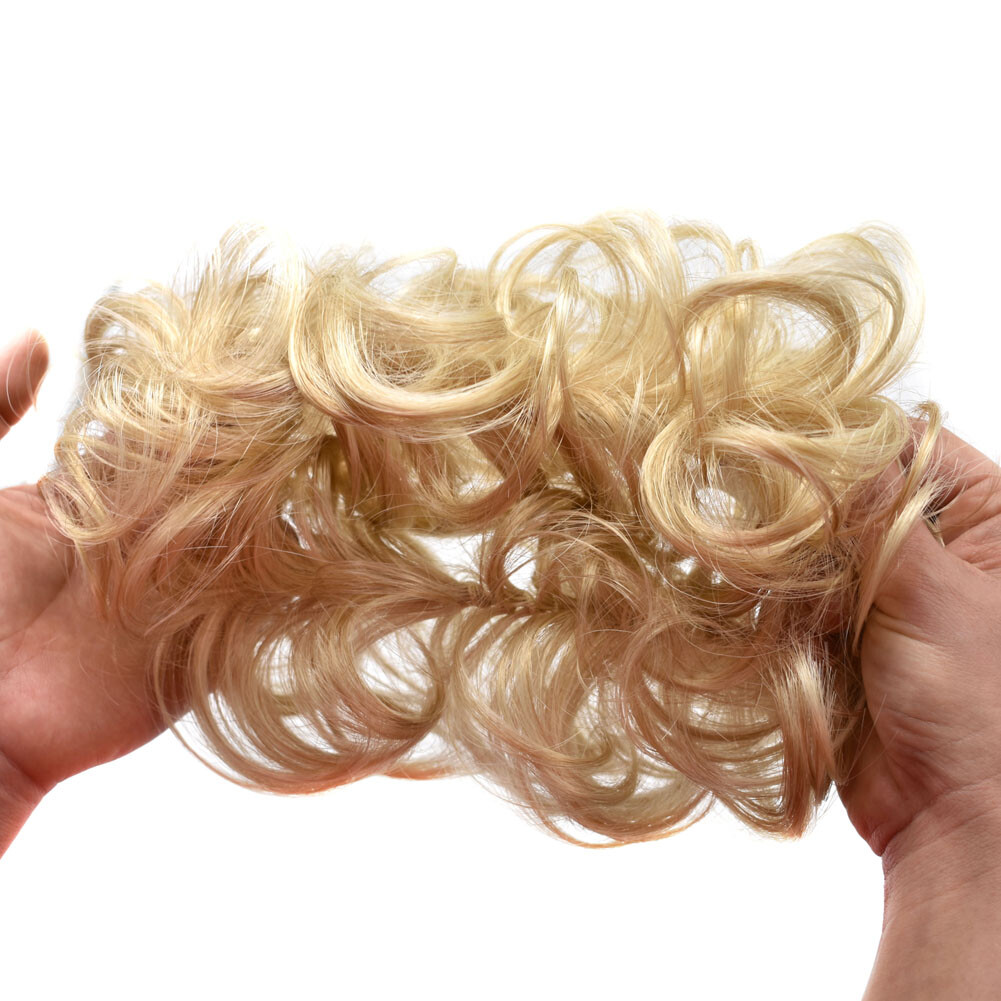 Large Curly Messy Rose Bun Hair Piece Scrunchie Ponytail Natural As Human Hair