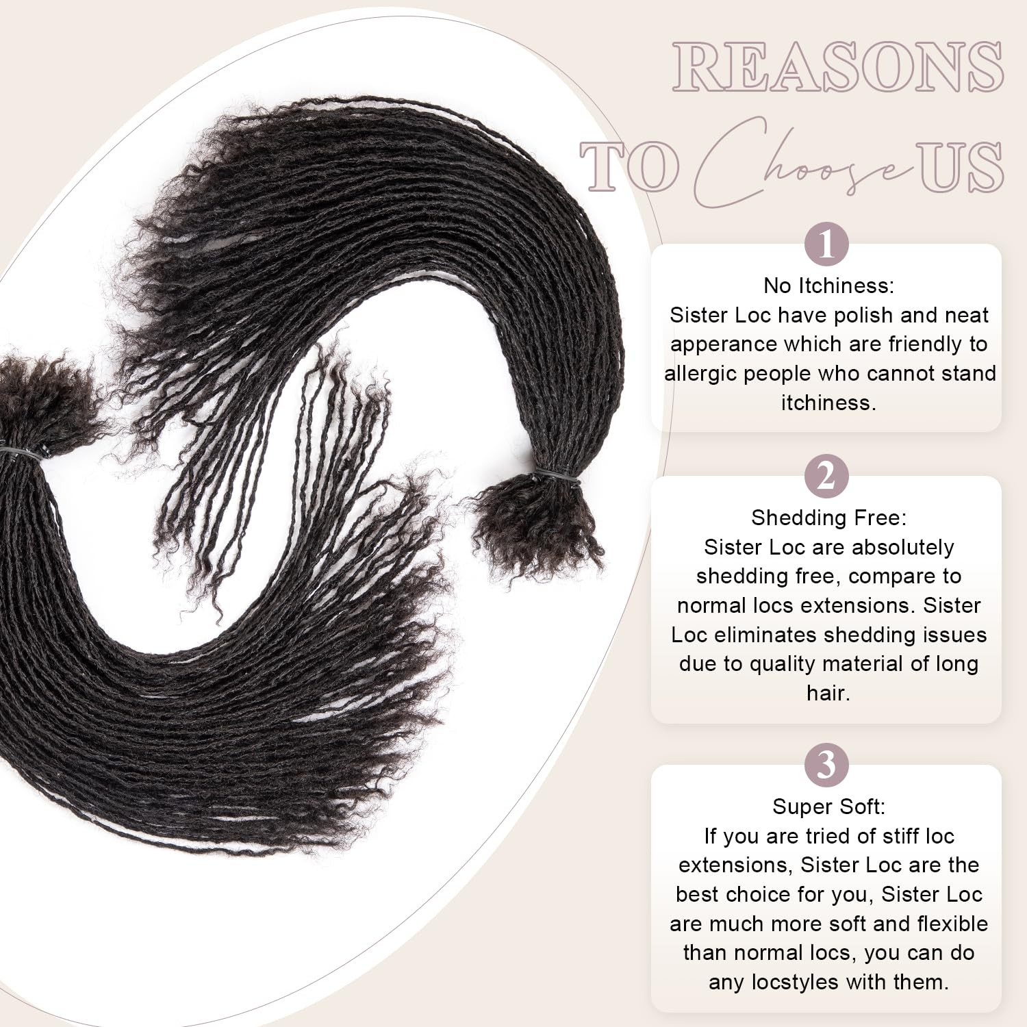 Originea 16″ Curly Micro Loc Extensions Interlocked Sister Locs 0.1-0.4mm