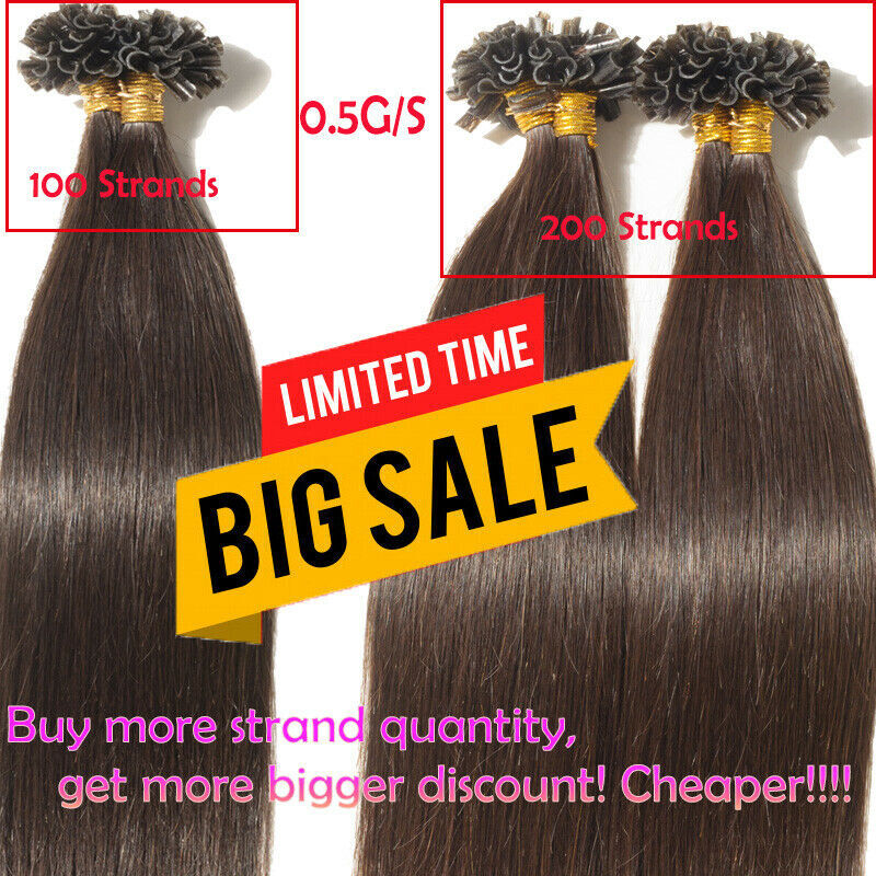 1G Pre Bonded Keratin Fusion Nail U Tip Glue Remy Human Hair Extensions 22″24″