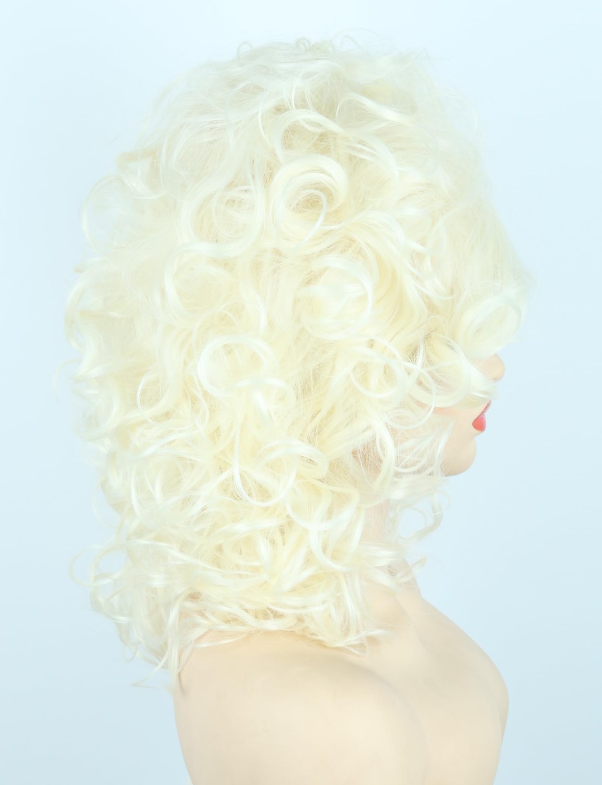 Women Wigs Platinum Blonde Curly Beehive Bouffant 60s Wigs Halloween Costume Wig