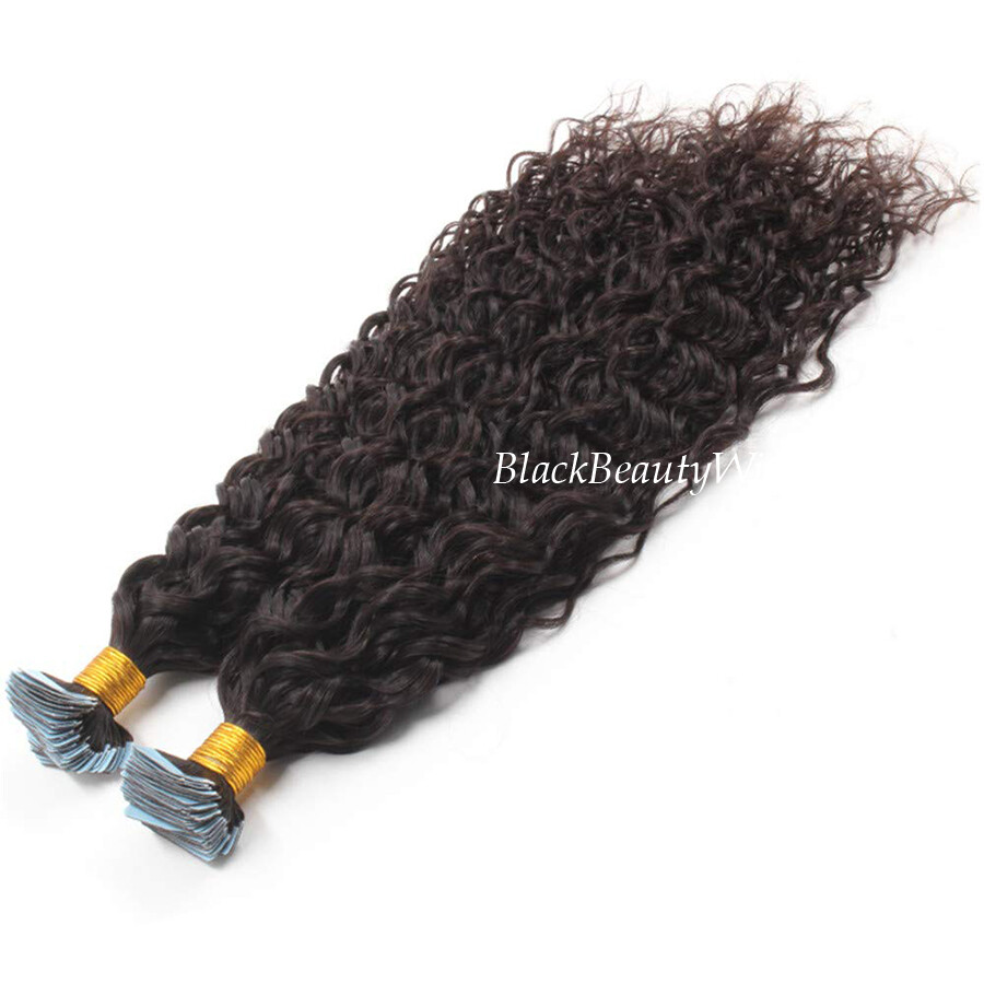 Water Wave Tape in Human Hair Extension Brazilian Skin Weft Tape on Hair 40Pcs