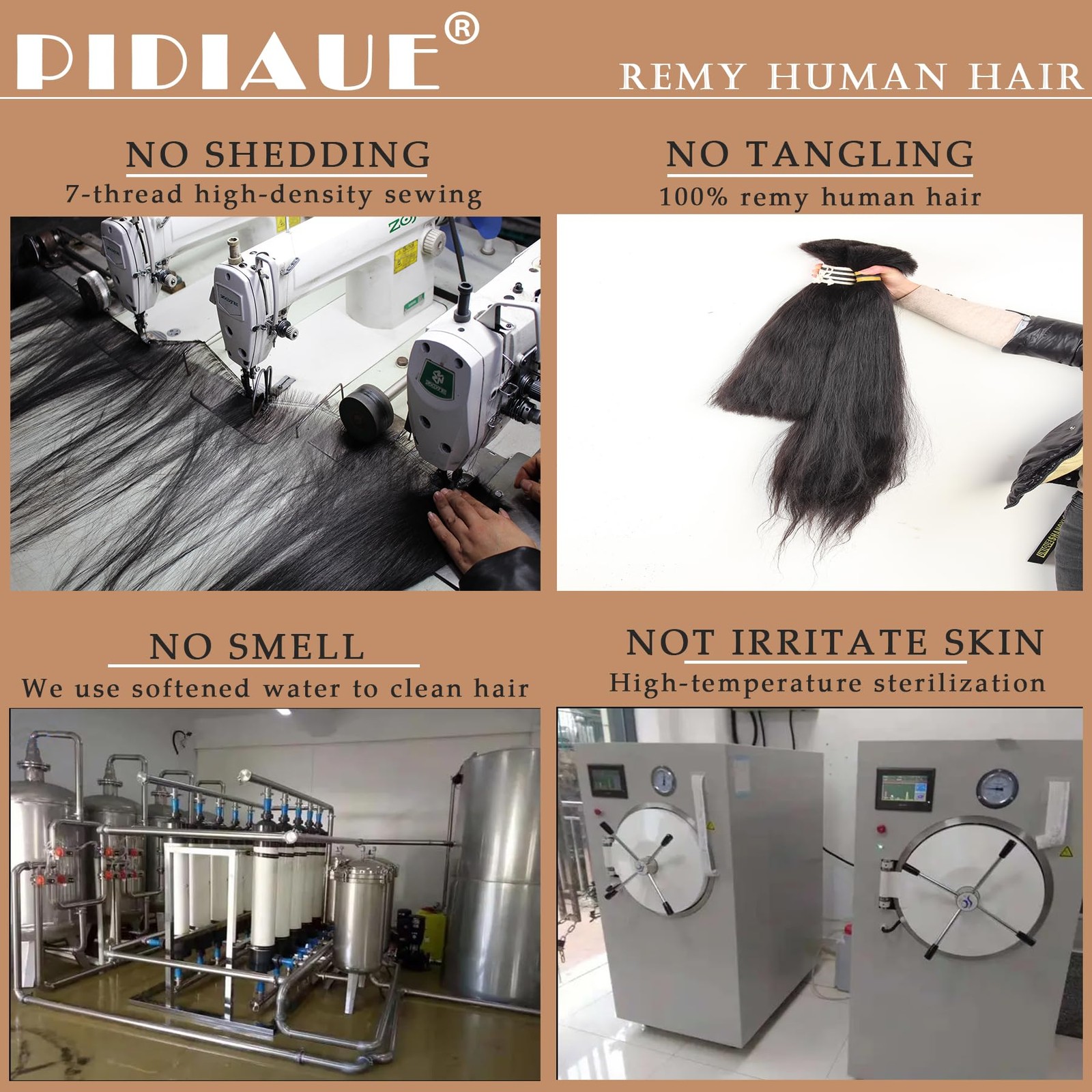Pidiaue Kinky Straight Bundles Human Hair Remy Yaki Straight Bundles Weave 14