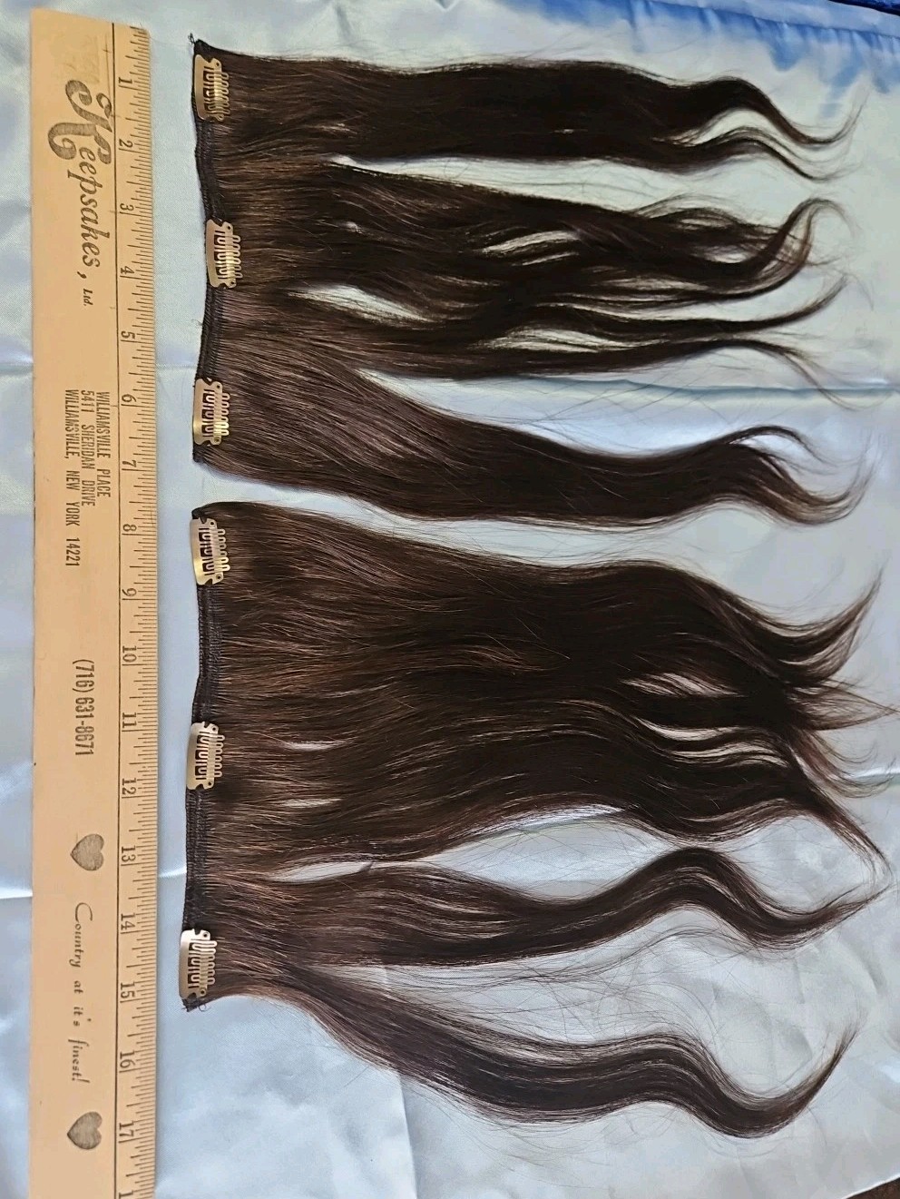 Remy Human Hair Filler Extensions Hair clips, full Set Of 12 Drk Brunette
