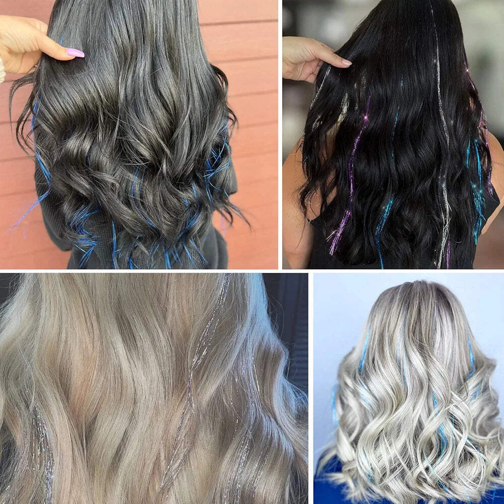 Goabroa Hair Tinsel Kit with Tools, 47 Inches 5 Colors 2550 Strands Heat Resista