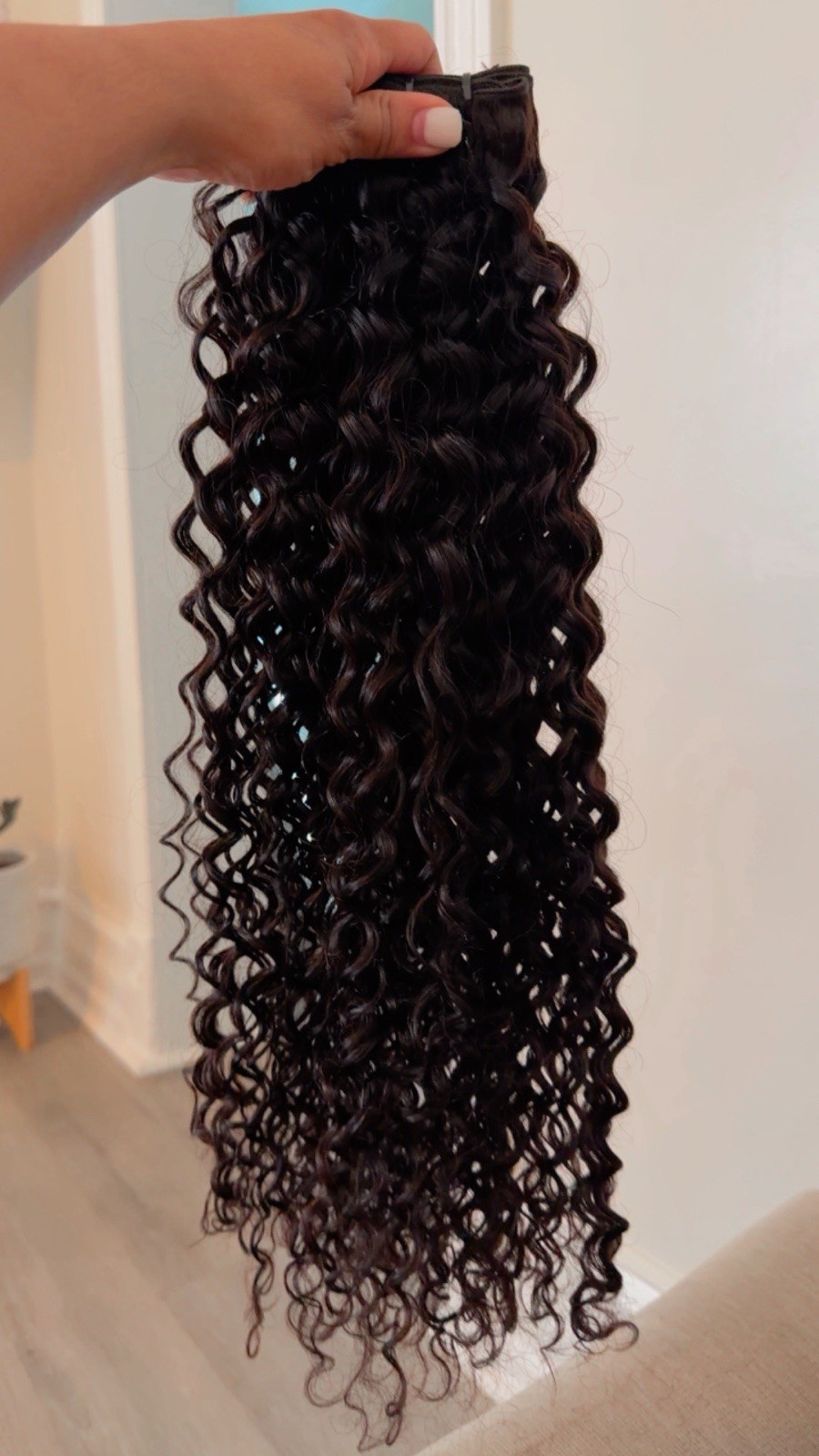 Curly Human Hair Extension Weft Dark Brown 21-30in Women Adult