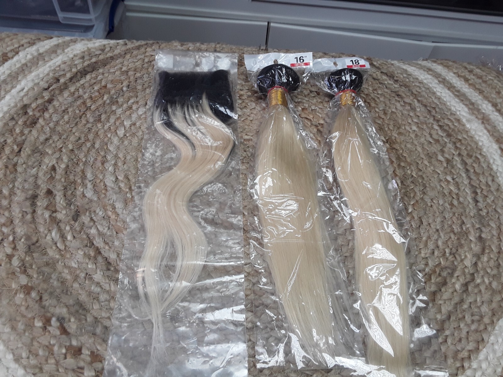 1B/613# ROOT OMBRE PERUVIAN HUMAN HAIR 16+18&16 SILK BASE CLOSURE STRAIGHT 250g