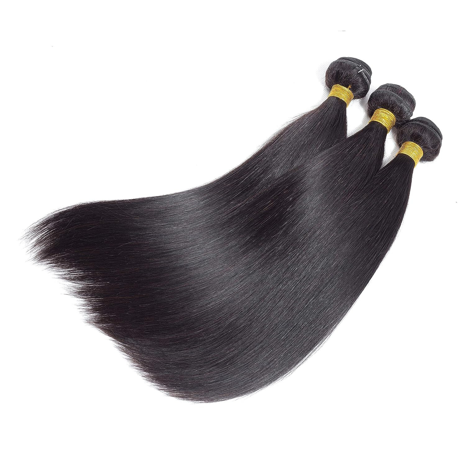 1B Straight Bundles Yaki Hair 3 bundle deal 10 12 18 Inch weave black synthetic