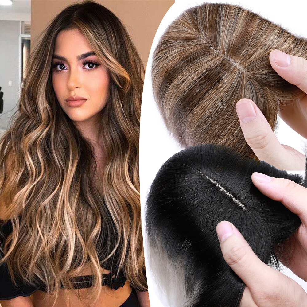 100% Remy Hair Topper Clip In Remy Human Hair Toupee Wig For Women Hairpiece AAA