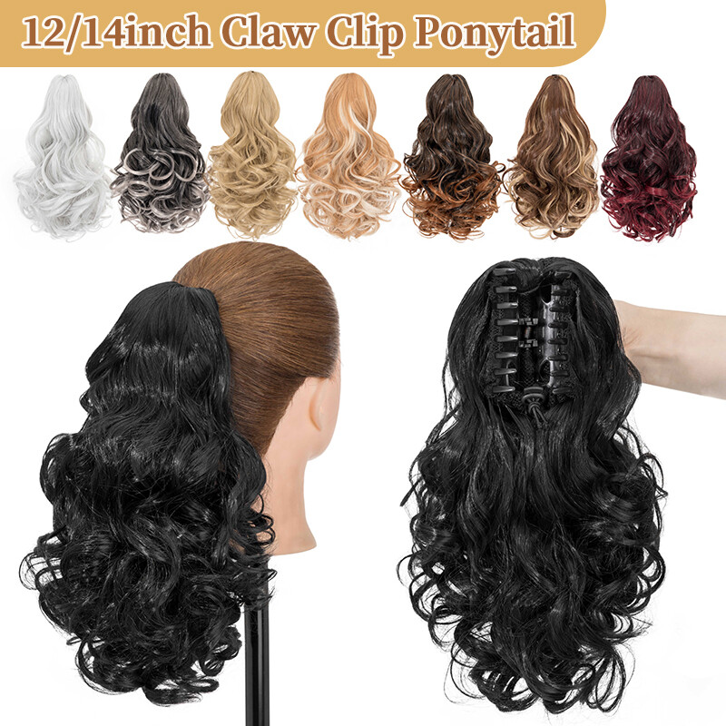 14″ Short Claw On Ponytail Hair Extensions Natural Clip Pony Tail Thick As Human