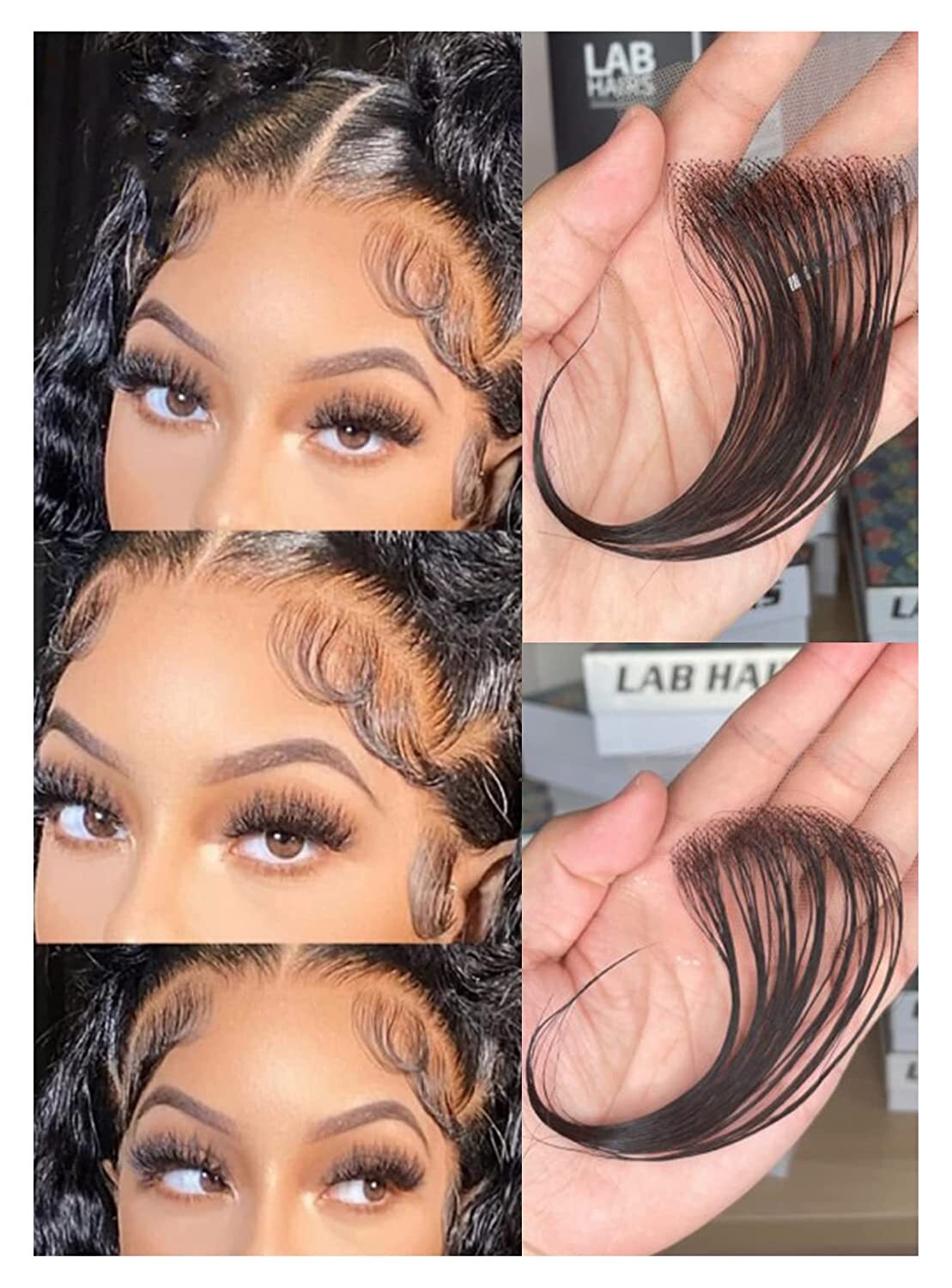 4Pcs Lace Baby Hair Stripes Human Virgin Hair Edge Natural Black Women Reusable