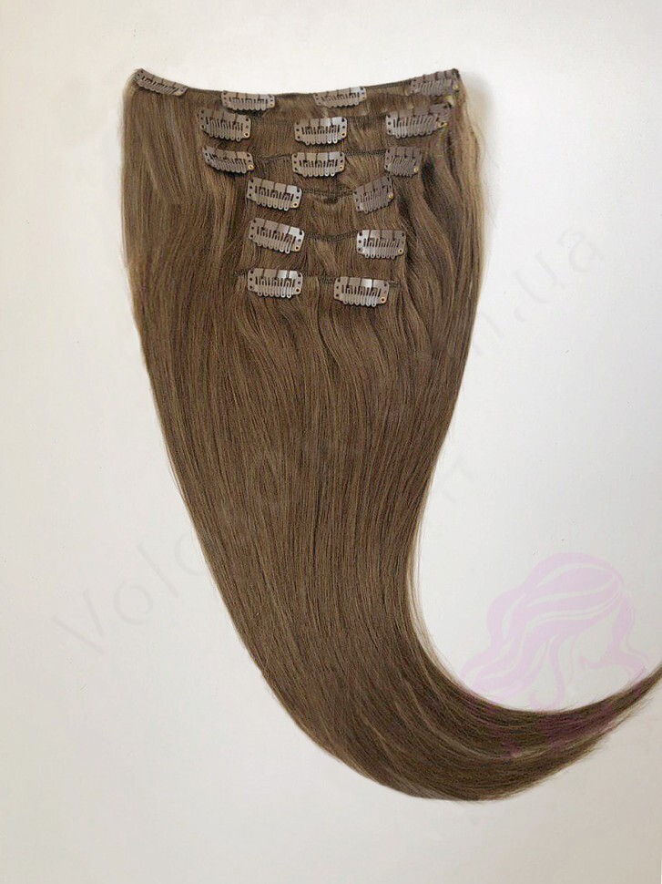 100% Natural Human Hair Extensions Clip In 15″ 7pcs 70g, Light Brown #06