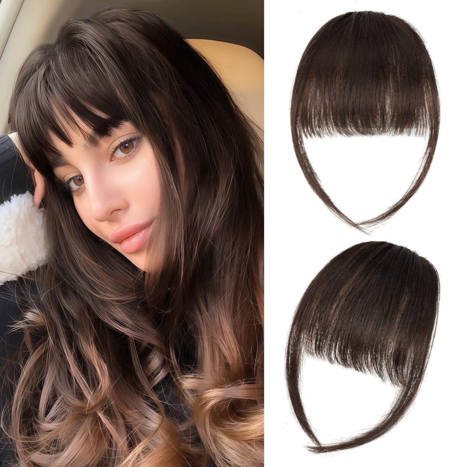 Bangs Hair Clip 100% Human Hair Clip in Bangs Fringe with Temples Wispy/Frenc…