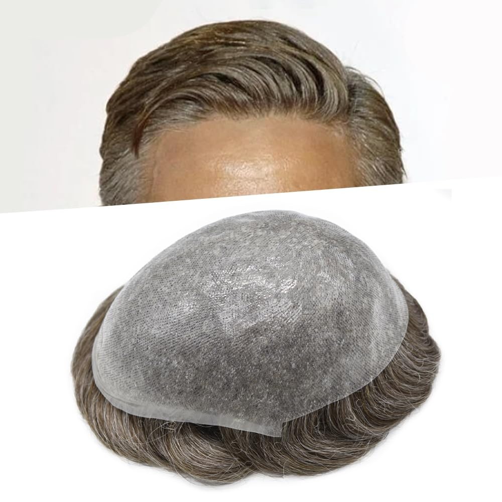 Mens Toupee Ultra Thin Skin Hairpiece Invisible PU Hair Replacement Systems US