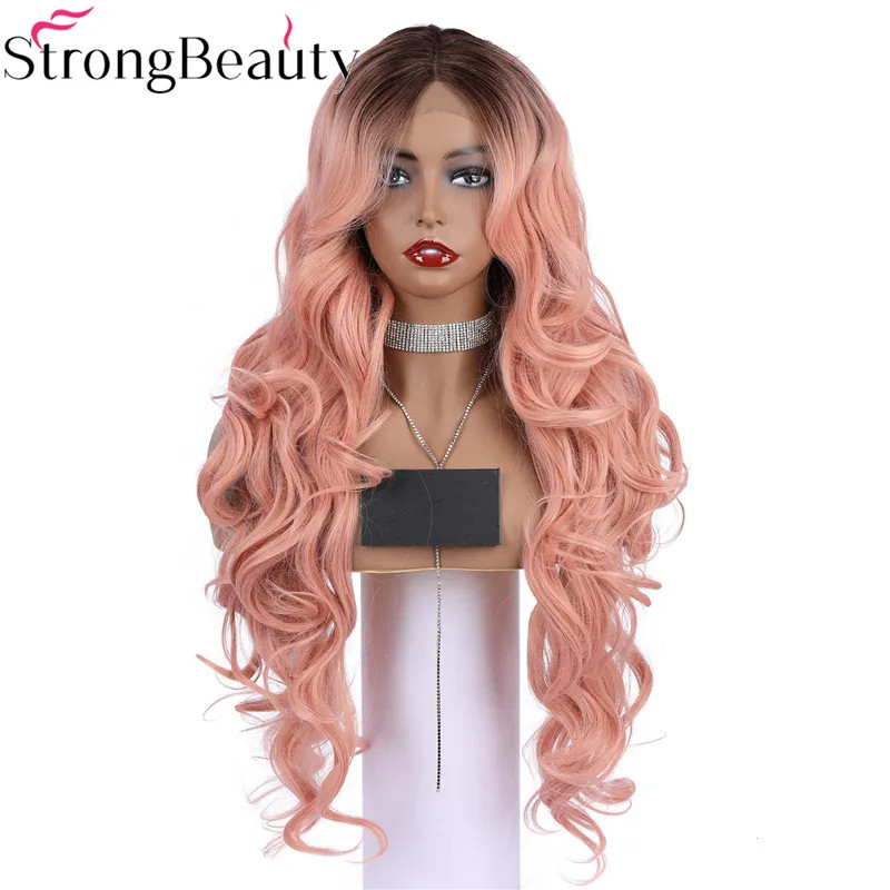 StrongBeauty Long Lace Front Wigs Synthetic Wavy Women Wig Heat Resistant Hair