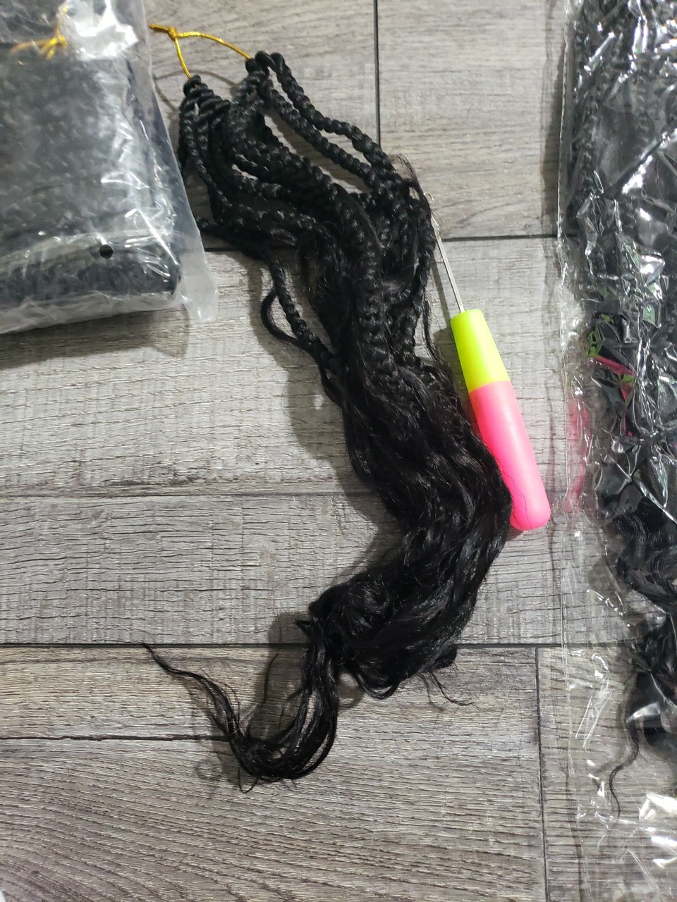 Crochet Boho Box Braids with Human Hair Curls 18inch 8pk 96strands 1B# Deep Wave